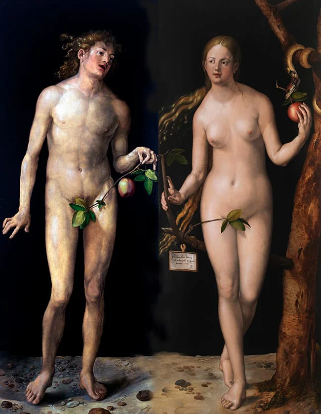 Adán y Eva junto al árbol del conocimiento en una pintura de Albrecht Dürer conservada en el Museo del Prado.