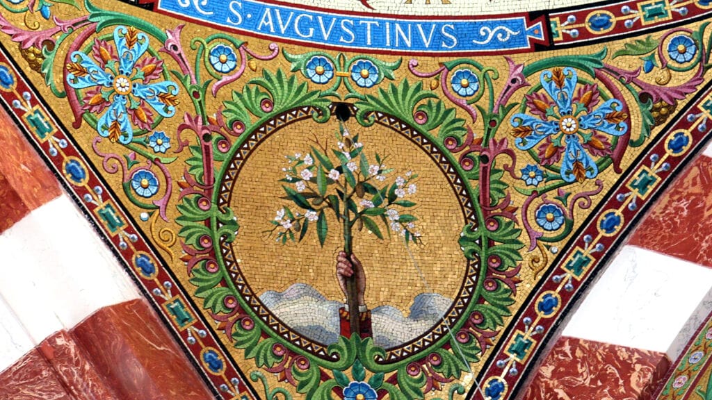 Mosaico de la vara florecida de Aarón en la basílica de Notre-Dame de la Garde de Marsella.
