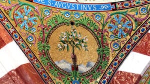 Mosaico de la vara florecida de Aarón en la basílica de Notre-Dame de la Garde de Marsella.