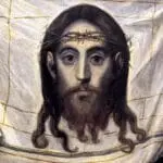 Velo de la Verónica pintado por El Greco con el rostro de Cristo impreso en el paño.