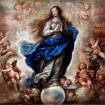 Inmaculada Concepción (Francisco Rizi), modelo mariano de gloria: luz, elevación y simbolismo celeste.