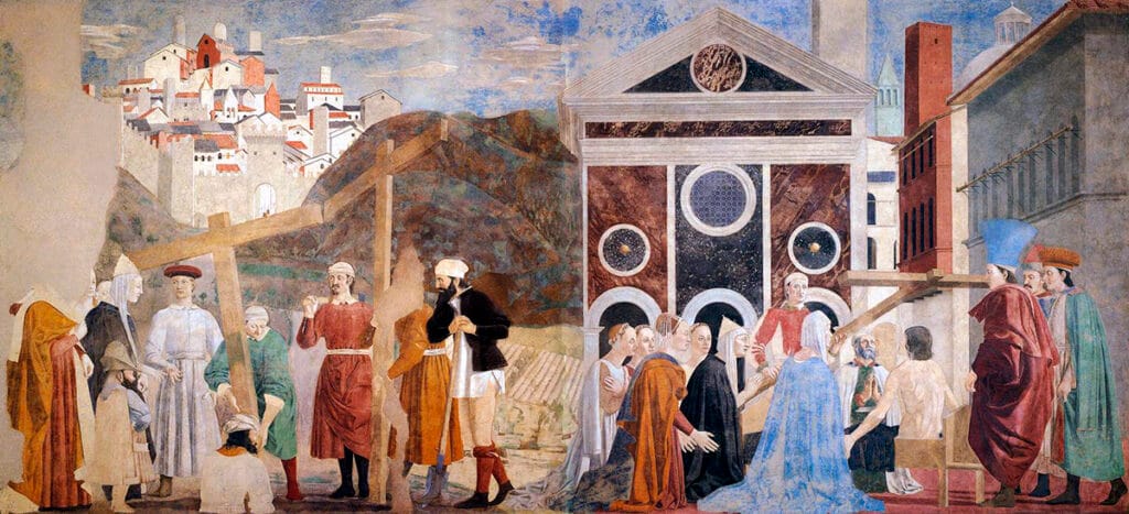 Hallazgo y reconocimiento de la Vera Cruz según Piero della Francesca.
