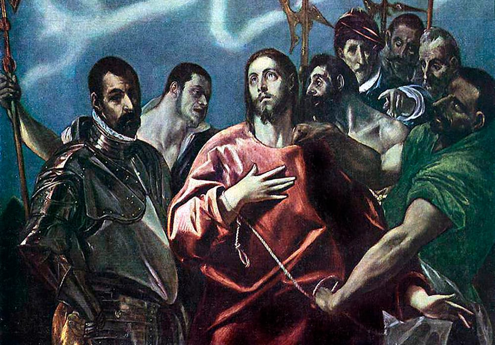 Cristo despojado de sus vestiduras antes de la crucifixión en El Expolio de El Greco.