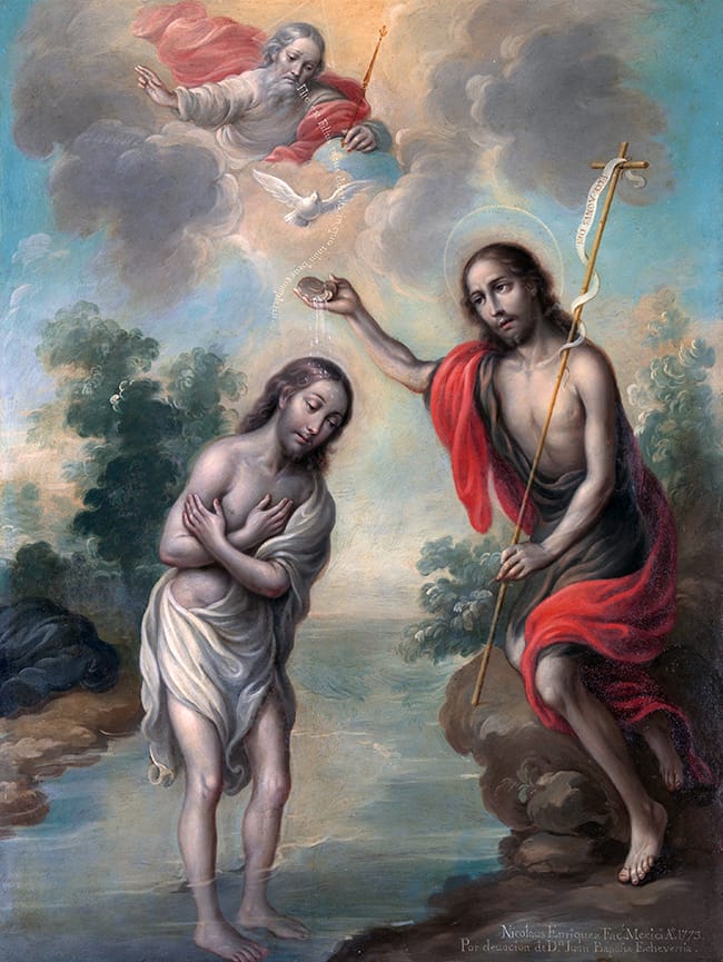 Bautismo de Cristo por San Juan Bautista en una obra conservada por el Metropolitan Museum of Art.