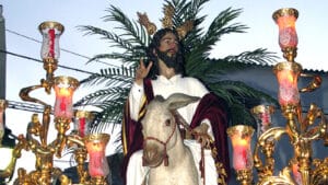 Nuestro Padre Jesús de la Victoria en la primera salida de La Borriquilla de Padul en Domingo de Ramos.