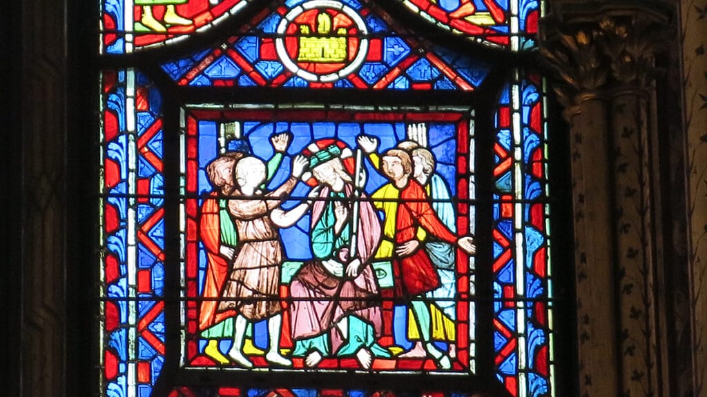 Vidriera de la Sainte-Chapelle con Cristo coronado de espinas.