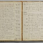 Libro de contabilidad abierto visto desde arriba.