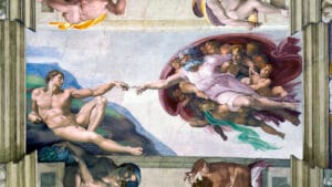 Detalle del fresco “La Creación de Adán”, de Miguel Ángel, en la Capilla Sixtina.