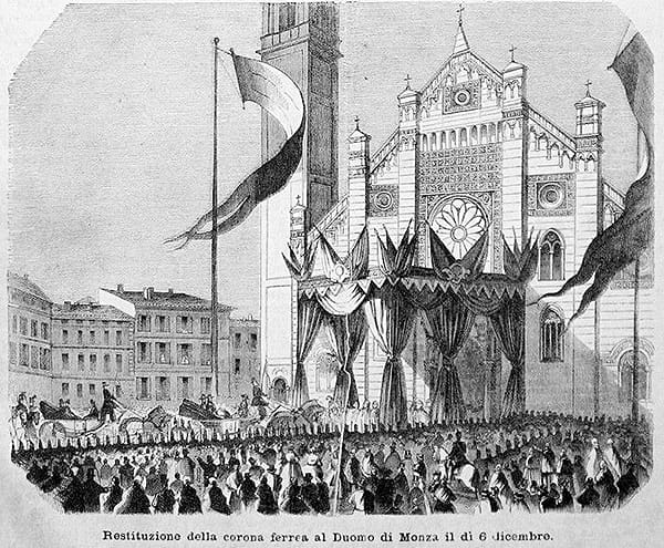 Ilustración histórica de la Corona Férrea de Lombardía.