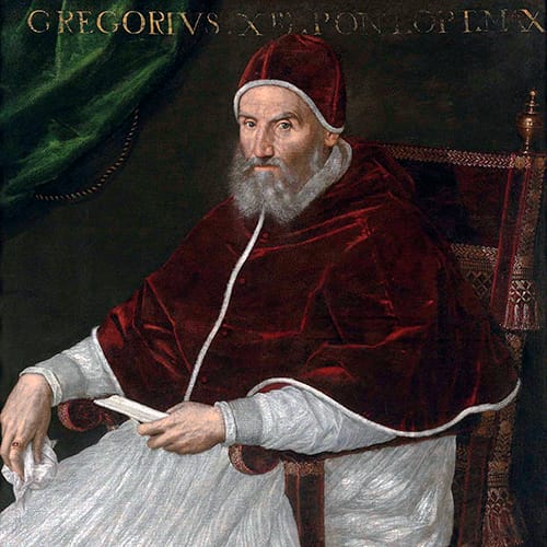 Retrato pictórico del papa Gregorio XIII, asociado a la reforma del calendario.