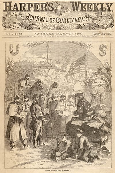 Papá Noel en el campamento (de Harper's Weekly).