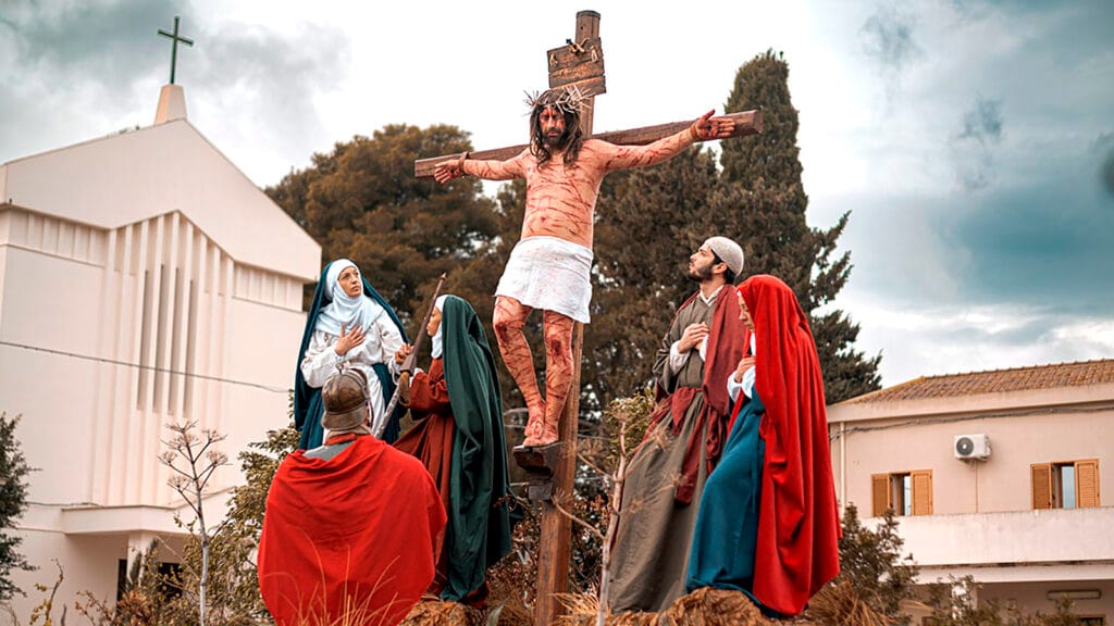 Representación de los Misterios vivientes en Buseto Palizzolo durante el Domingo de Ramos, en la provincia de Trapani.