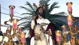Nuestro Padre Jesús de la Victoria en la primera salida de La Borriquilla de Padul en Domingo de Ramos.