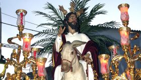 Nuestro Padre Jesús de la Victoria en la primera salida de La Borriquilla de Padul en Domingo de Ramos.
