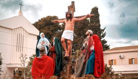 Representación de los Misterios vivientes en Buseto Palizzolo durante el Domingo de Ramos, en la provincia de Trapani.