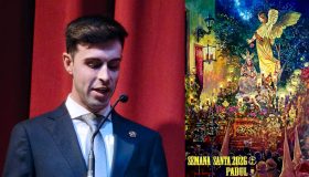 José Moya Muñoz, presentador del Cartel de la Semana Santa de Padul 2026 con la escena de la Oración en el Huerto.