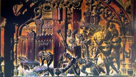 Silla tallada del coro de la Catedral de Toledo que representa la toma de Padul, con escenas de combate y fortificación.