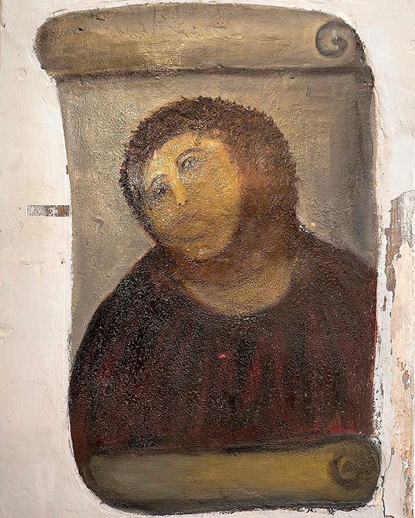 Ecce Homo de Borja tras el intento de restauración realizado en 2012.
